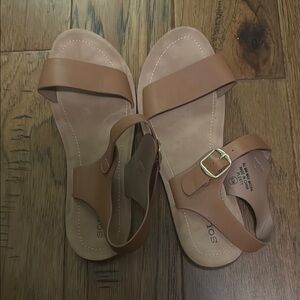 Soludos Tan Suede Sandals with Ankle Strap